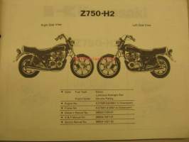 Kawasaki Z750-H Parts Catalog varaosaluettelo