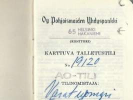 PYP Pohjoismaiden Yhdyspankki Helsinki Hakaniemi - Karttuva talletustili 1961, pankkikirja