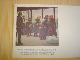 First Immigrants at Ellis Island, New York, 1892, USA, 1979, ensipäiväkuori, FDC + kortti, harvinaisempi versio, hieno. Amerikansuomalaiset siirtolaiset. Katso