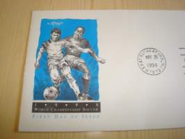 1994 Football World Cup, jalkapallon maailmanmestaruuskisat, FIFA, USA, 1994, ensipäiväkuori, FDC, hieno. Katso myös muut kohteeni mm. noin 1200 erilaista