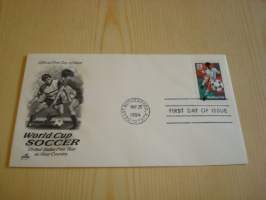 1994 Football World Cup, jalkapallon maailmanmestaruuskisat, FIFA, USA, 1994, ensipäiväkuori, FDC. Katso myös muut kohteeni mm. noin 1200 erilaista