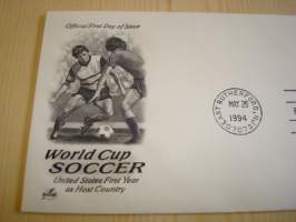 1994 Football World Cup, jalkapallon maailmanmestaruuskisat, FIFA, USA, 1994, ensipäiväkuori, FDC. Katso myös muut kohteeni mm. noin 1200 erilaista