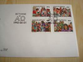Pääsiäinen, Jeesus, Easter Stamps, 1992, Bobhuthatswana, ensipäiväkuori, FDC + kortti, 4 erilaista postimerkkiä, hieno. Katso myös muut kohteeni mm. noin