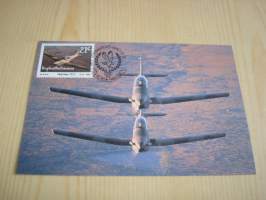 Lentokone, Air Force, ilmavoimat, 1990, Bobhuthatswana, maksikortti, FDC. Katso myös muut kohteeni mm. noin 1200 erilaista amerikkalaista ensipäiväkuorta