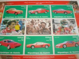 Enzo Ferrari 100-vuotta, 1898-1998. Täysi arkki, 9 postimerkkiä, Italia, hieno. Katso myös muut kohteeni mm. noin 1200 erilaista amerikkalaista ensipäiväkuorta