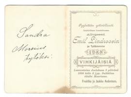 Vihkijäiskutsu / hääkutsu Emil Lindroos ja Ida Andersson Maaria Suikkilan tila 1898 - Sandra morsiustytöksi