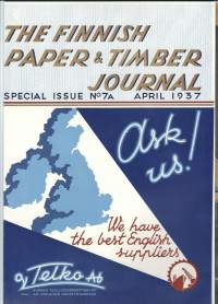 The Finnish Paper &amp; Timber Journal Special Issue 1937 - lehden etu- ja takakansi , näyte Frenckellin kivipainon laadusta