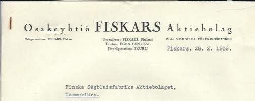 Fiskars Oy, Fiskars 1939 - firmalomake