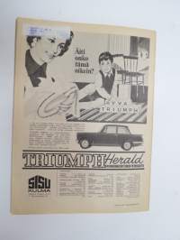Auto ja Liikenne 1967 nr 6, sis. mm. seur. artikkelit / kuvat / mainokset; Kansikuva Peugeot 404 farmari / familiale, M/S Finlandia - maailman suurin autolautta,