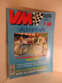 Vauhdin maailma 1988 / 7 -mm. Vauhtipäivät Ahvenistolla, Ralli SM Pohjanmaa, Ralli MM Kreikka, Kouvolan TT MM opas, Treaser Roadster, INDY 500, Formula 1 Monaco