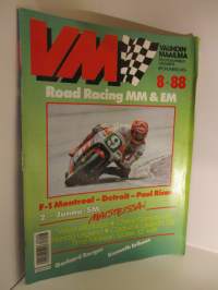 Vauhdin maailma 1988 / 8 -mm. Zandvoort Formula-EM hyvät Mikat sentään, VM maistelee Scater 32&quot; katamaran -Juhannus Drag Motopark -Laverda ja Cagiva 125 -Volvo