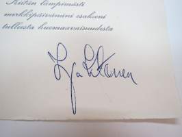 Irja Ketonen -kiitoskortti, alkuperäinen omakätinen nimikirjoitus -card with original signature / autograph