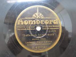 Homocord O. 4-23114-I / II Veli Lehto &amp; Homocord-orkesteri - Sataman hämärässä / Alanko - Hämärän lapsi -savikiekkoäänilevy, 78 rpm record