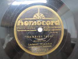 Homocord O. 4-23114-I / II Veli Lehto &amp; Homocord-orkesteri - Sataman hämärässä / Alanko - Hämärän lapsi -savikiekkoäänilevy, 78 rpm record