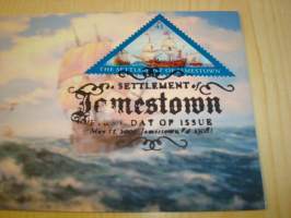 Settlement of Jamestown, 2007, USA, ensipäiväkuori, FDC. Katso myös muut kohteeni mm. noin 1200 erilaista amerikkalaista ensipäiväkuorta 1920-luvulta