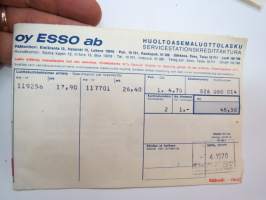 Oy Esso Ab, huoltoasemaluottolasku 1.4.1970 -credit card bill