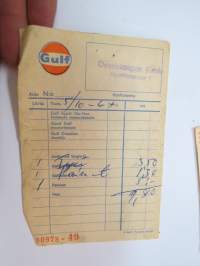 Gulf - Osuuskauppa Keula, Rauma, Huoltoasema 1, huoltoasemakuitti 5.10.1967 -receipt