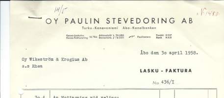 Paulin Stevedoring Oy Turku 1958  -  firmalomake