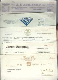 Turkulaisia firmalomakkeita 1958 -  firmalomake 5 eril