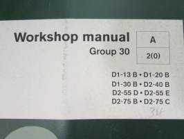 Volvo Penta Workshop manual A - Group 30 Electrical system, Marine Diesel engines, katso tarkemmat mallien merkinnät kuvasta.