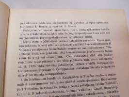 Kymen Jääkäripataljoona (50 vuotta), sisältää joukko-osaston histoariaa, osallistuminen sotiin, eri kirjoittajien artikkeleita -military unit history