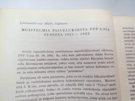 Kymen Jääkäripataljoona (50 vuotta), sisältää joukko-osaston histoariaa, osallistuminen sotiin, eri kirjoittajien artikkeleita -military unit history