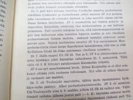 Kymen Jääkäripataljoona (50 vuotta), sisältää joukko-osaston histoariaa, osallistuminen sotiin, eri kirjoittajien artikkeleita -military unit history