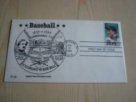 Baseball, Lou Gehrig, 1839-1989, USA, ensipäiväkuori, FDC. Katso myös muut kohteeni mm. noin 1200 erilaista amerikkalaista ensipäiväkuorta 1920-luvulta