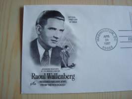 Raoul Wallenberg, WWII, 2. maailmansota, 1997, USA, ensipäiväkuori, FDC. Katso myös muut kohteeni mm. noin 1200 erilaista amerikkalaista ensipäiväkuorta
