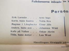 Kovik Ungdomsförening uppför...&quot;Egna Torvan&quot; (folkpjäs av Felix Körling), regi Gustaf Sundén, i rollen Arne Ingo, Tekla Rex, Einar Jåfs, Johannes Widd, Oskar