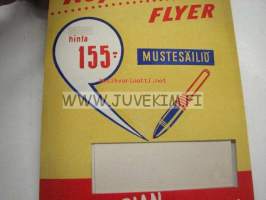 Reynolds Flyer mustesäiliökynä -mainoskartonki