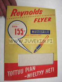 Reynolds Flyer mustesäiliökynä -mainoskartonki