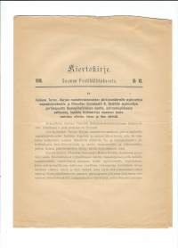 Kiertokirje N:o 11  Suomen Postihallitukselta 18.4.1896 - Kouluylihallituksen antropoligessa suhteessa hankkia tietoa maamme koulunuorison silmien, tukan ja ihon
