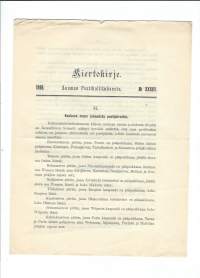 Kiertokirje N:o 33   Suomen Postihallitukselta 31.12.1896 - Maan jakaminen postipiireihin...  /Postihallitus oli vuosina 1881–1927 toiminut suomalainen