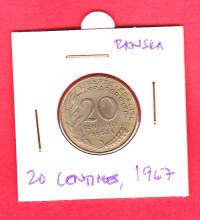 Ranska 20 centimes 1967.