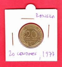 Ranska 20 centimes 1977.