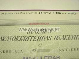 Suomen Raakasokeritehdas Oy, Salo 1946, 4 000 mk -osakekirja