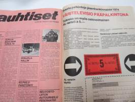 Moottori 1974 nr 1, sisältää mm. seur. artikkelit / kuvat / mainokset; Saab, Sunbeam 1300, Muistatko Adlerin?, RAC - Suomalaissirkus Englannin metsissä, Ladut