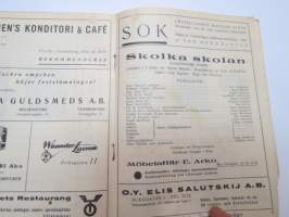 Åbo Svenska Teater 1940-1941 Program - Skolka skolan (Unentschuldige Stunde) -teatterin ohjelmalehtinen / theatre program