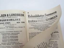 Suomalainen Almanakka ja Kalenteri 1923 - Nielsen &amp; Lundbeck - Vanhin ja Suurin Suomalainen Pankkiiriliike Amerikassa - 21-24 State Street, New York -suomalaisille