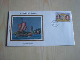 Viikinkilaiva, Links with France, 1982, Jersey, ensipäiväkuori, FDC. Katso myös muut kohteeni mm. noin 1200 erilaista amerikkalaista ensipäiväkuorta