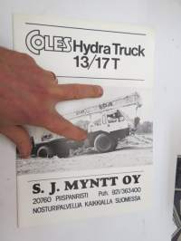 Coles Hydra Truck 13 / 17 T autonosturi - S.J. Myntt Oy -esite / brochure