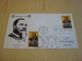 Martin Luther King Jr. 1979, USA, ensipäiväkuori, FDC. Katso myös muut kohteeni mm. noin 1200 erilaista amerikkalaista ensipäiväkuorta 1920-luvulta