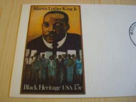 Martin Luther King Jr. 1979, USA, ensipäiväkuori, FDC. Katso myös muut kohteeni mm. noin 1200 erilaista amerikkalaista ensipäiväkuorta 1920-luvulta