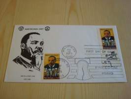 Martin Luther King Jr. 1979, USA, ensipäiväkuori, FDC. Katso myös muut kohteeni mm. noin 1200 erilaista amerikkalaista ensipäiväkuorta 1920-luvulta