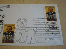 Martin Luther King Jr. 1979, USA, ensipäiväkuori, FDC. Katso myös muut kohteeni mm. noin 1200 erilaista amerikkalaista ensipäiväkuorta 1920-luvulta