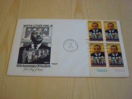 Martin Luther King Jr. 1979, USA, ensipäiväkuori, FDC. Katso myös muut kohteeni mm. noin 1200 erilaista amerikkalaista ensipäiväkuorta 1920-luvulta