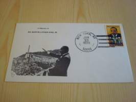 Martin Luther King Jr. 1979, USA, ensipäiväkuori, FDC. Katso myös muut kohteeni mm. noin 1200 erilaista amerikkalaista ensipäiväkuorta 1920-luvulta