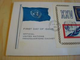 United Nations 25th Anniversary, YK, Yhdistyneet Kansakunnat, 1970, USA, ensipäiväkuori, FDC. Katso myös muut kohteeni mm. noin 1200 erilaista amerikkalaista