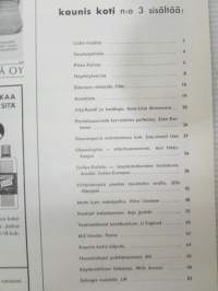 Kaunis Koti 1965 nr 3, sis. mm. seur. artikkelit / kuvat / mainokset; Kansikuva; Akseli Gallen-Kallelan valmistama ateljeepöytä valokuvannut Ä. Fethulla, Viljo